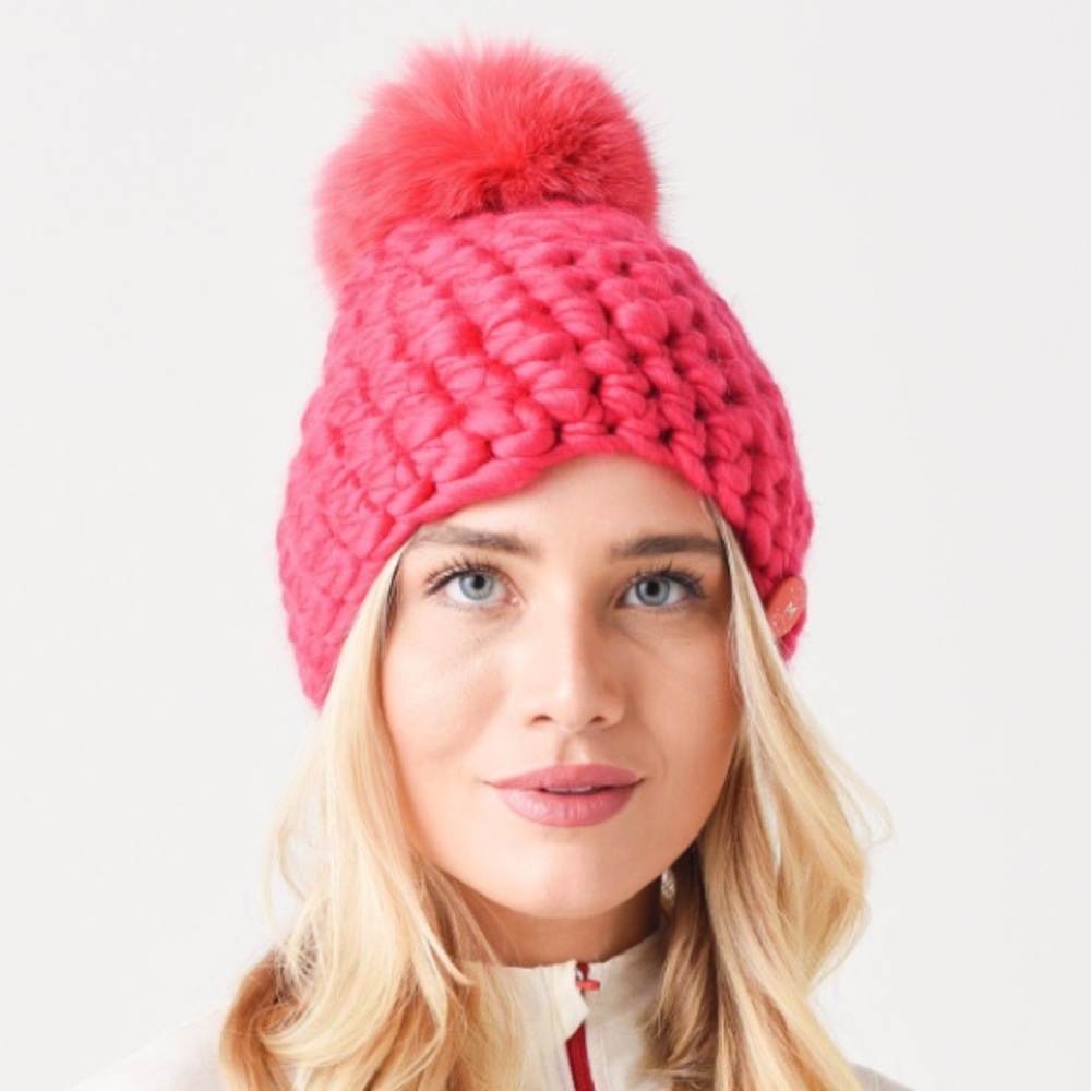Mischa Lampert beanie pomster + candy coral xl pom